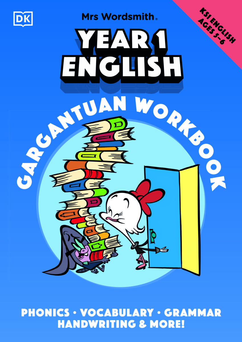 Cover of Mrs Wordsmith Year 1 English Gargantuan Workbook, an educational book published by DK Children