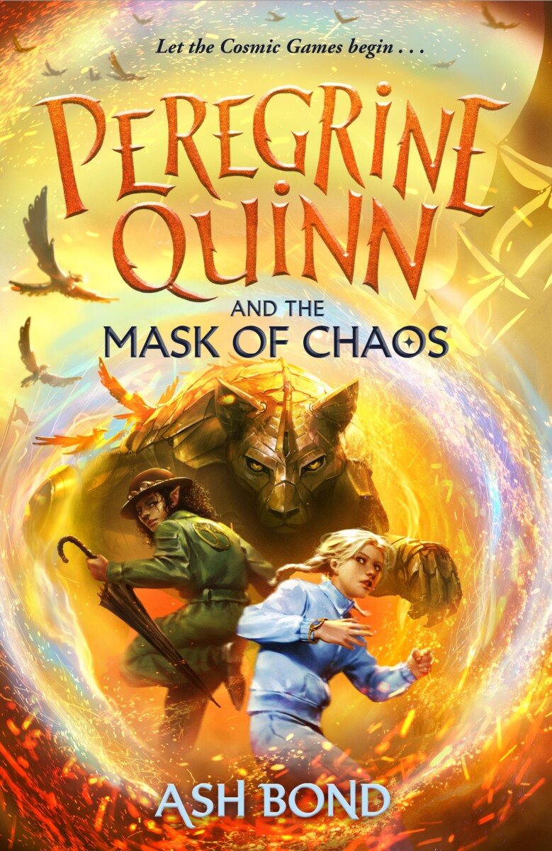 Cover of Peregrine Quinn and the Mask of Chaos, a children's book published by Piccadilly Press