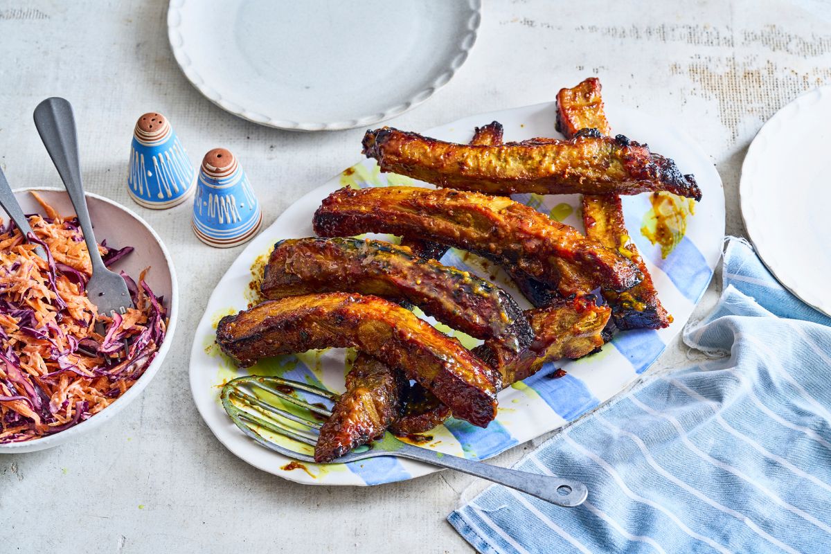Recipe for Mustard-Glazed Pork Ribs with Tracklements Sweet Mustard Ketchup