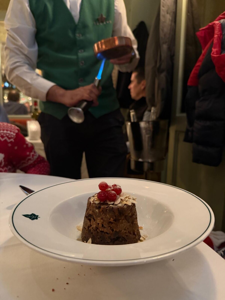 The Ivy Christmas pudding at The Ivy Cafe Marylebone