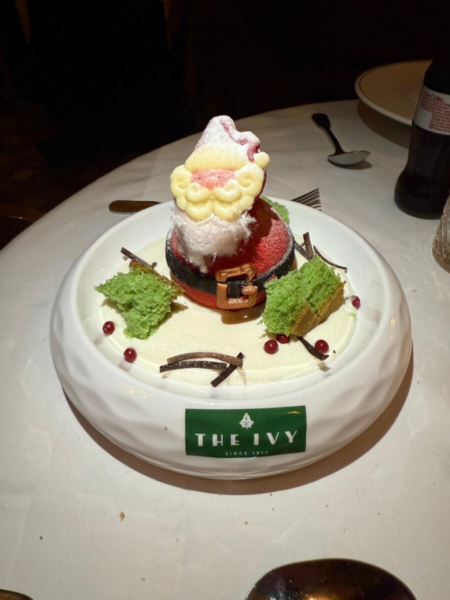The Ivy Santa Christmas dessert at The Ivy Cafe Marylebone
